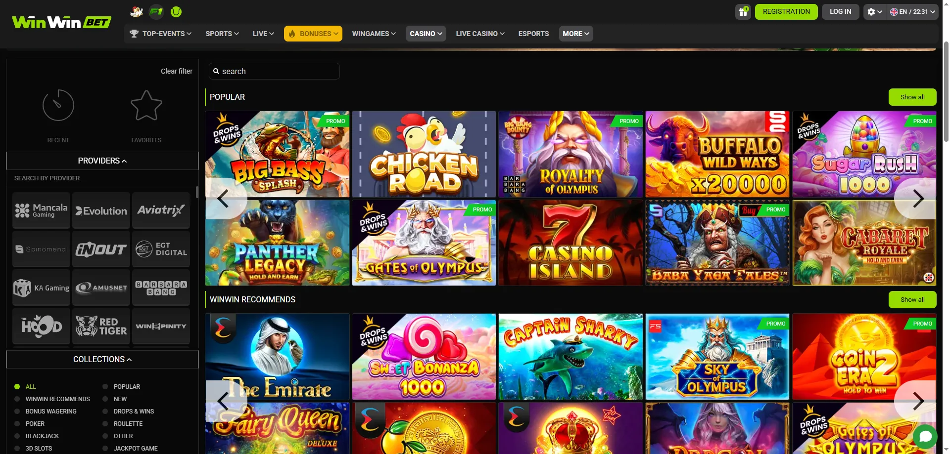 Jeux de casino WinWin Bet &mdash; machines &agrave; sous et jeux instantan&eacute;s au S&eacute;n&eacute;gal
